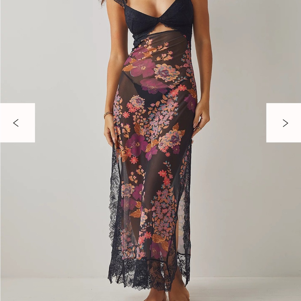 Free People navy blue  Floral Maxi Dress
